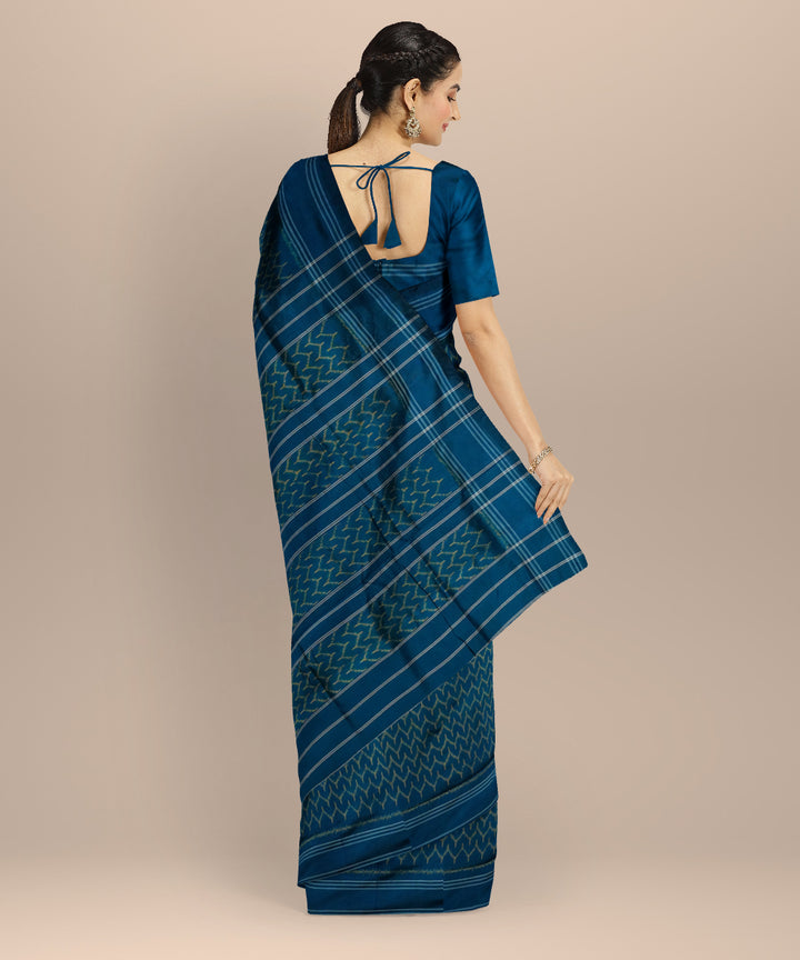 Dark blue handloom pochampally ikat silk saree