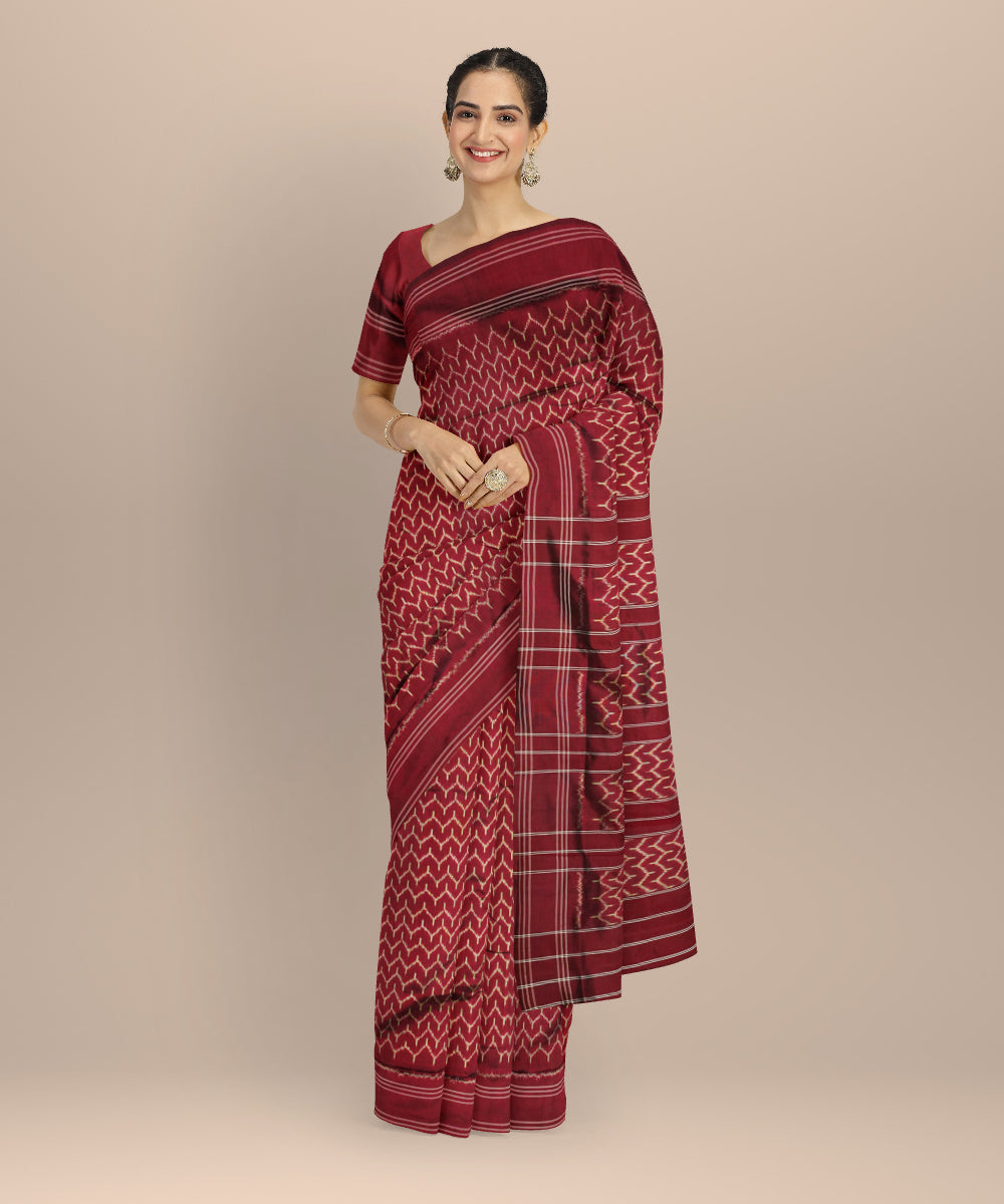 Maroon handloom pochampally ikat saree