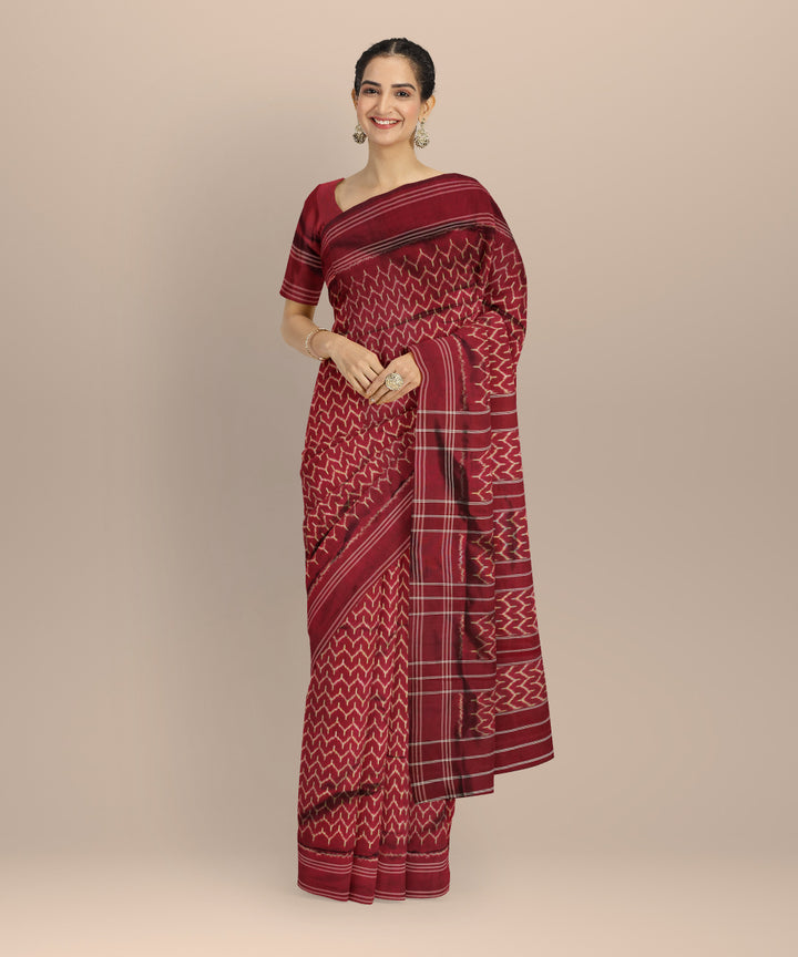 Maroon handloom pochampally ikat saree