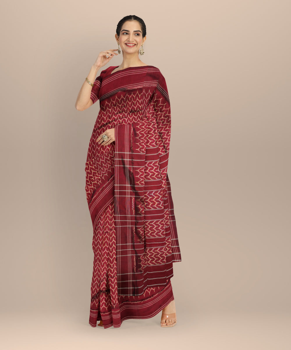 Maroon handloom pochampally ikat saree
