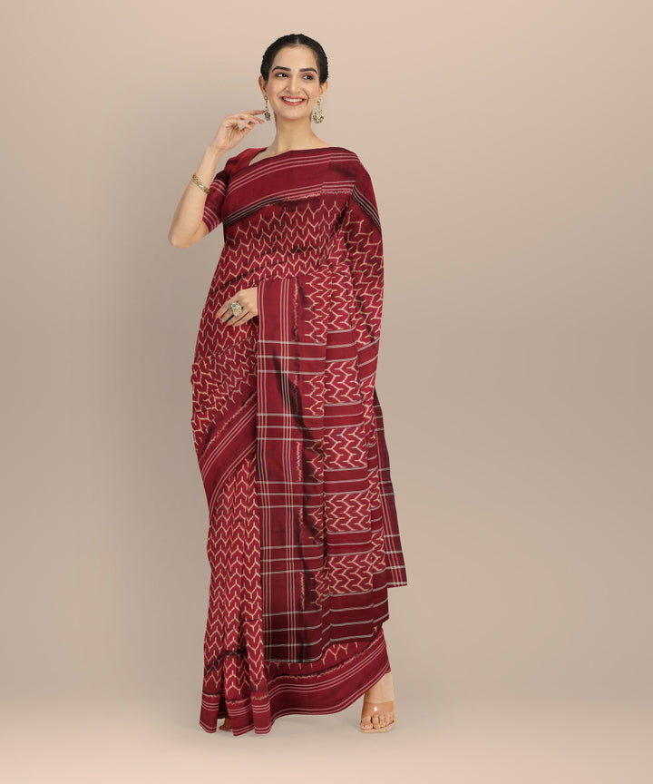 Maroon handloom pochampally ikat saree