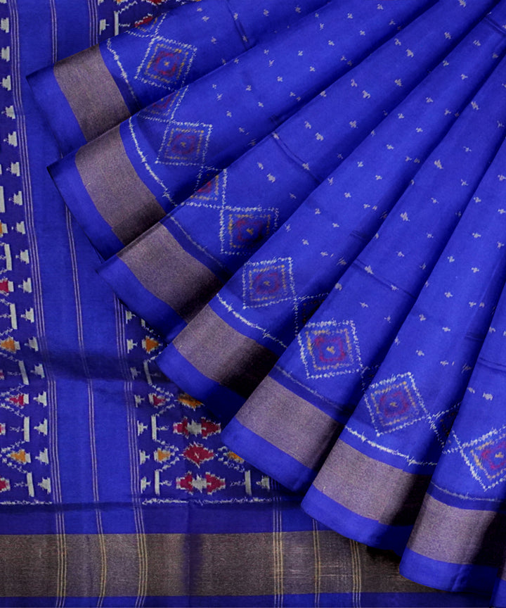 Navy blue handloom silk pochampally ikat saree