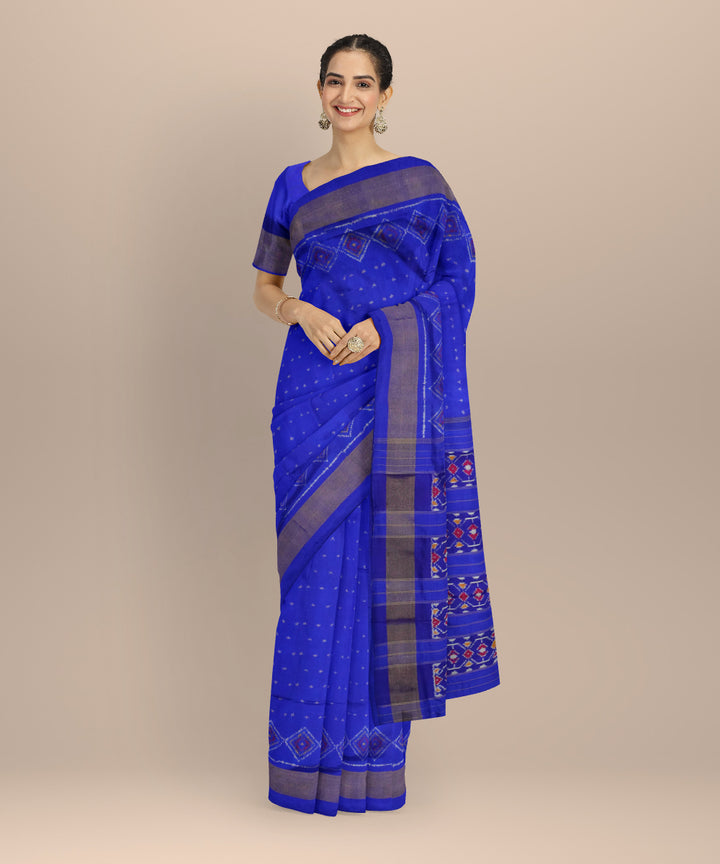 Navy blue handloom silk pochampally ikat saree