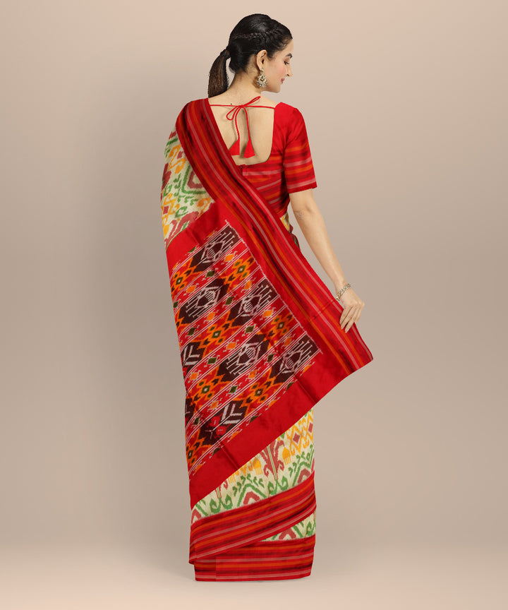 White red yellow green handloom pochampally ikat silk saree