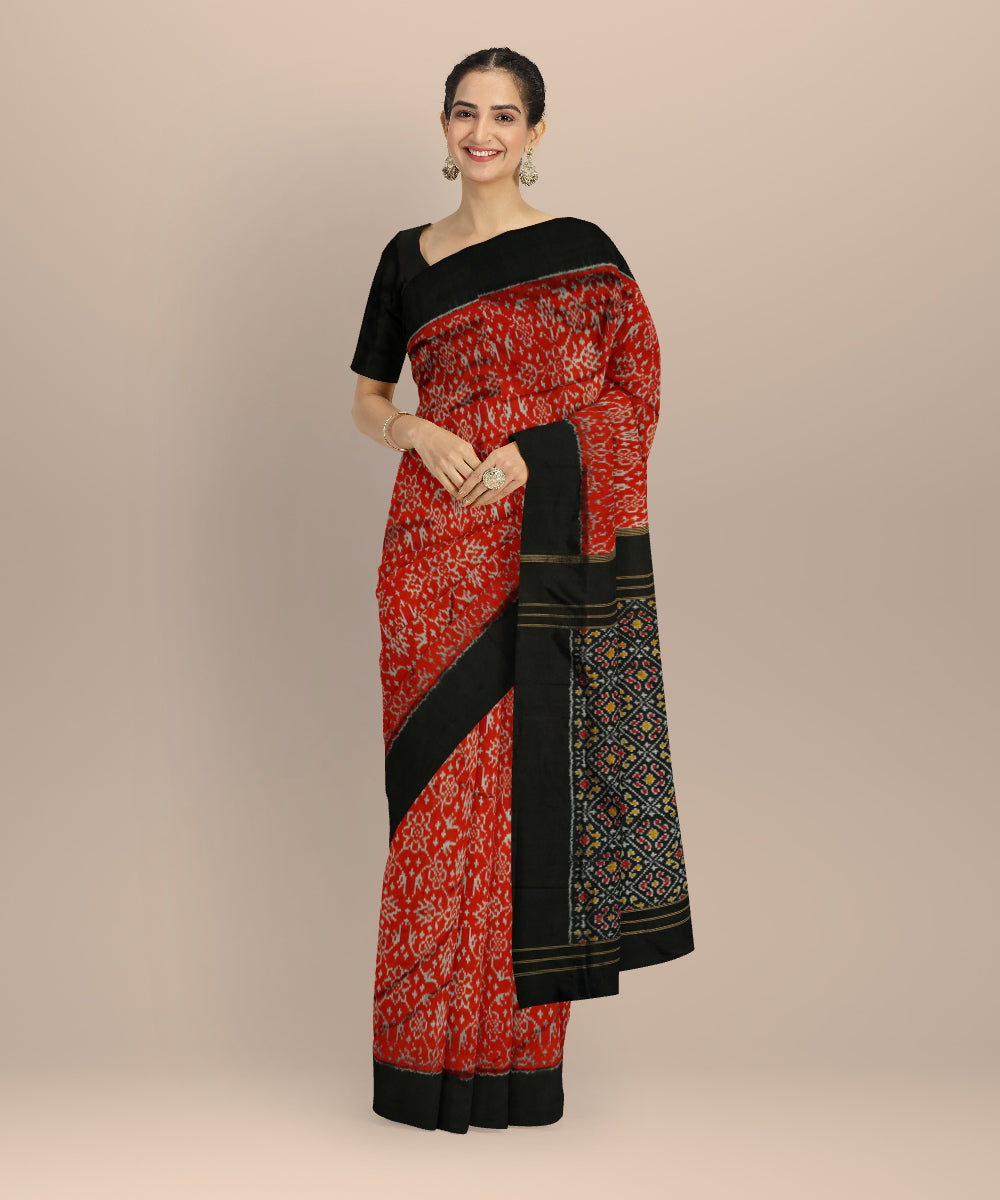Red handloom pochampally-ikat silk saree