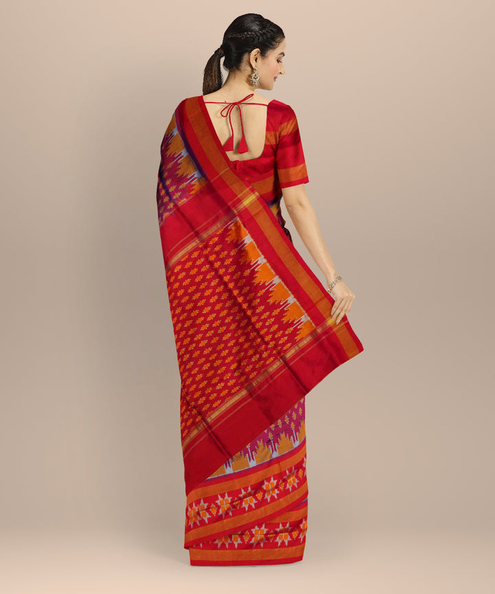 Pink mustard handloom pochampally ikat silk saree