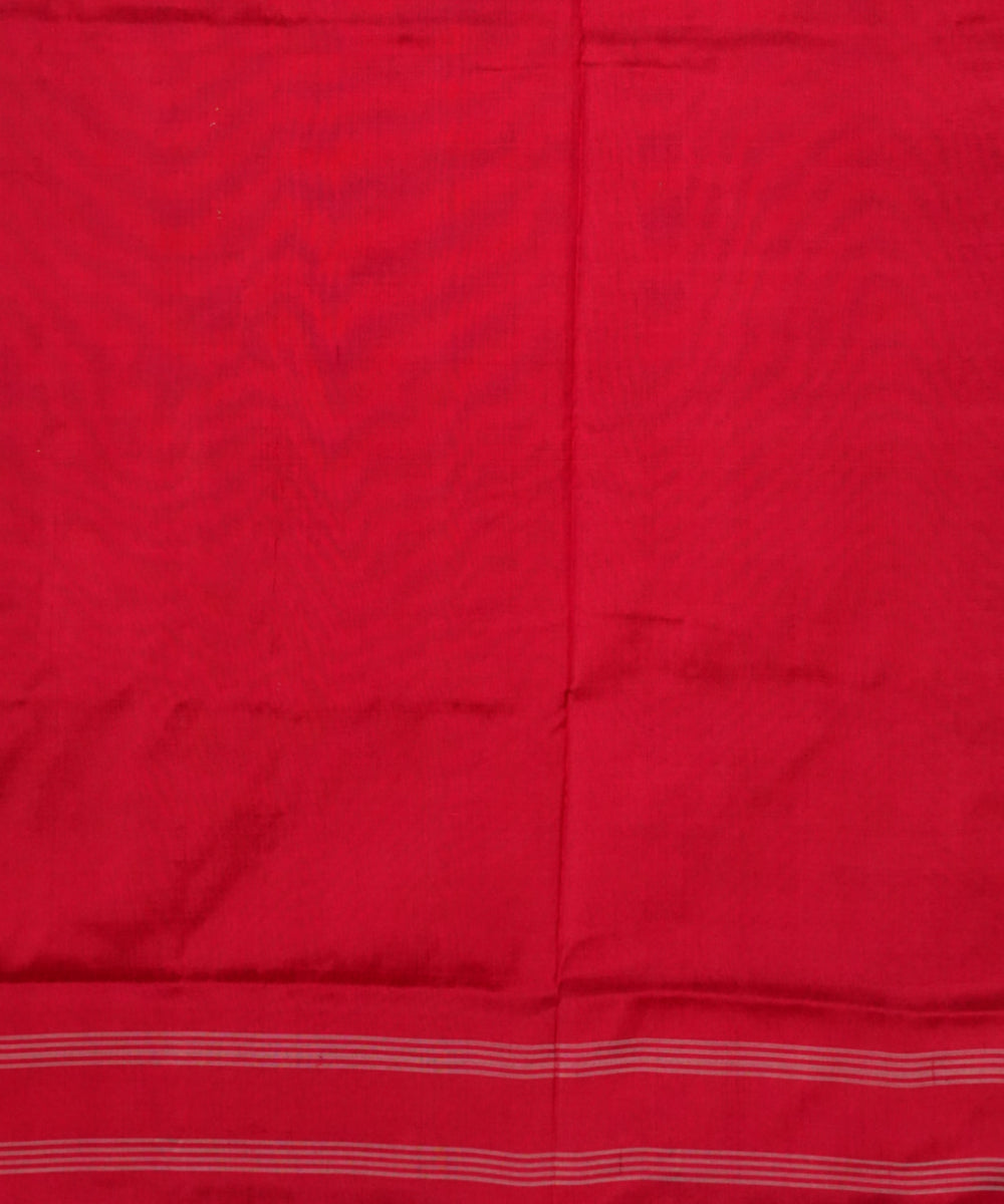 Red white pochampall-ikat silk handloom saree