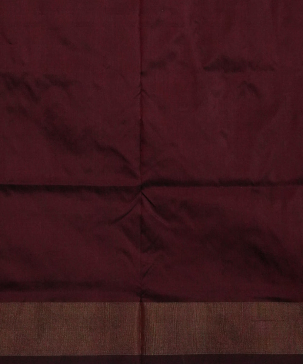 Brown green pochampally ikat silk handloom saree