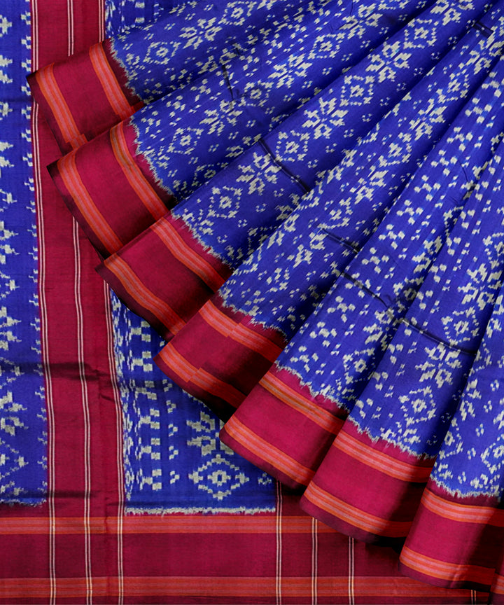 Navy blue navy blue maroon handloom pochampally ikat silk saree