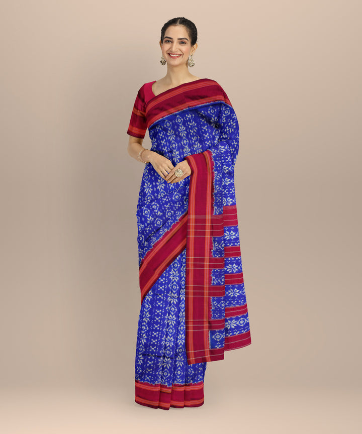 Navy blue navy blue maroon handloom pochampally ikat silk saree