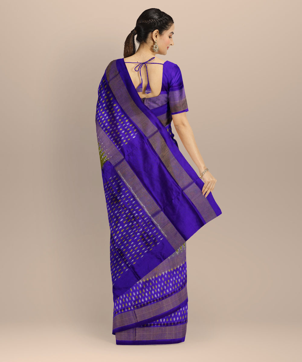 Olive green navy blue handloom pochampally silk saree