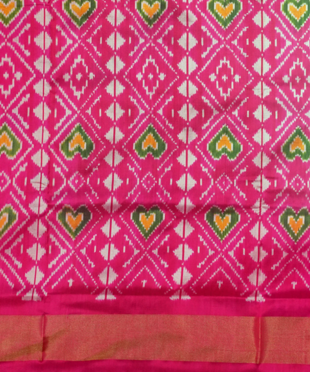 Orange handloom pochampally silk ikat saree
