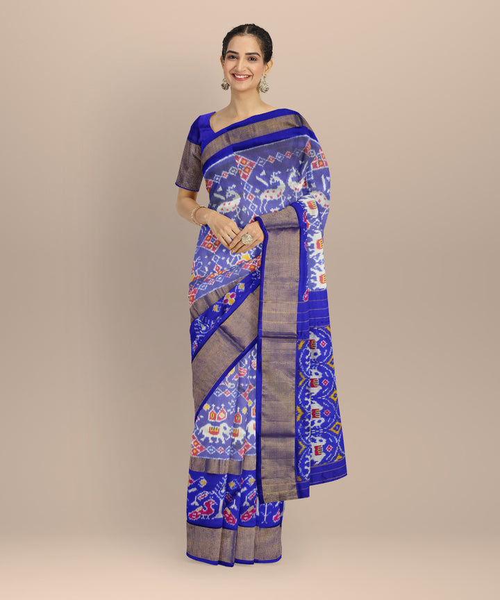 Royal blue handloom pochampally silk ikat saree