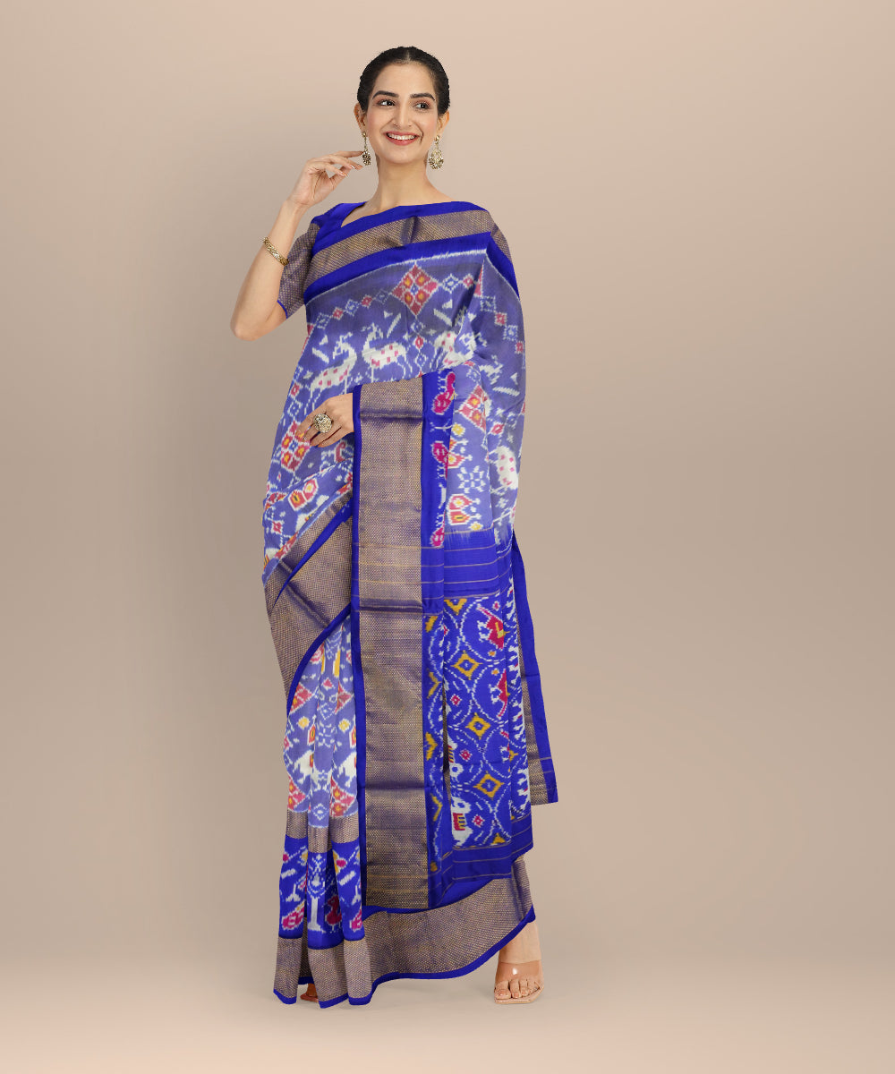 Royal blue handloom pochampally silk ikat saree