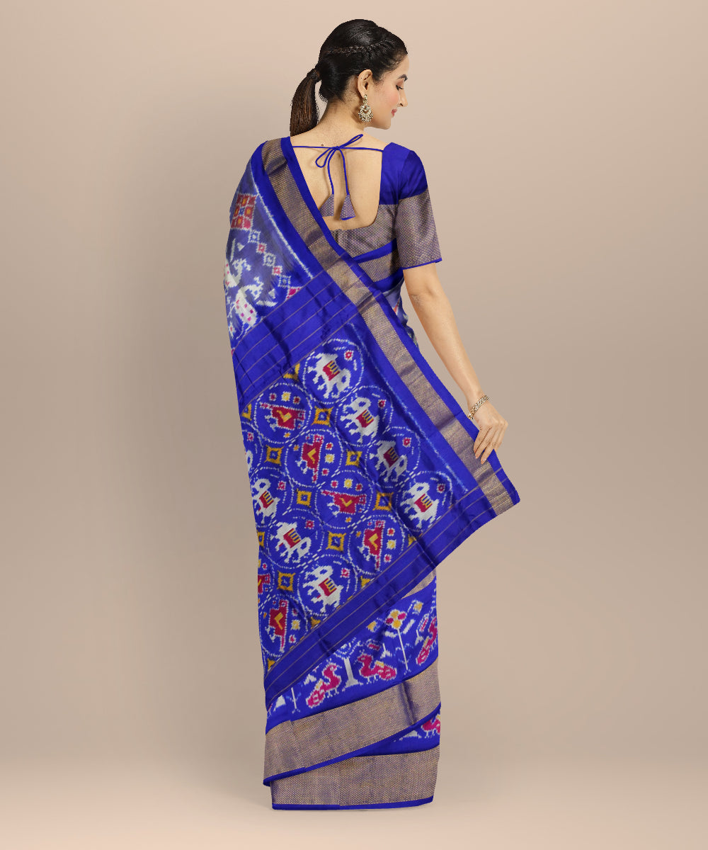 Royal blue handloom pochampally silk ikat saree