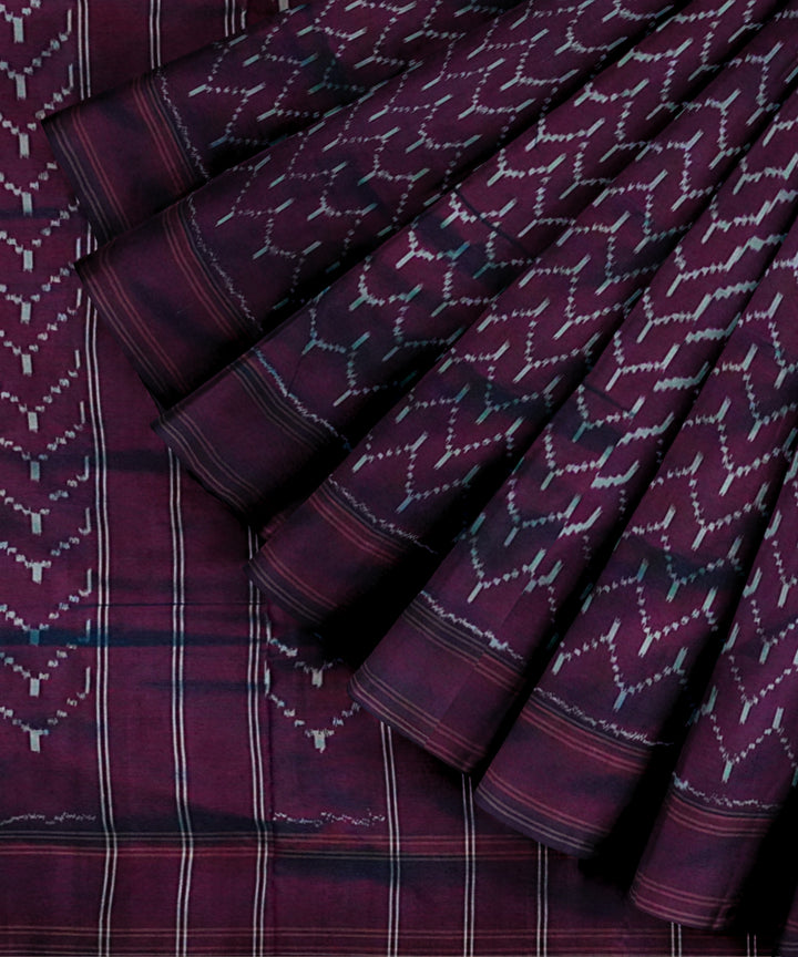 Purple white handloom pochampally ikat silk saree