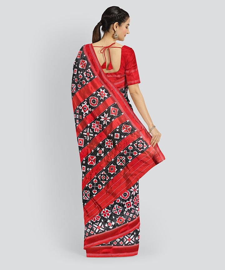 Black red silk handloom telia rumal saree
