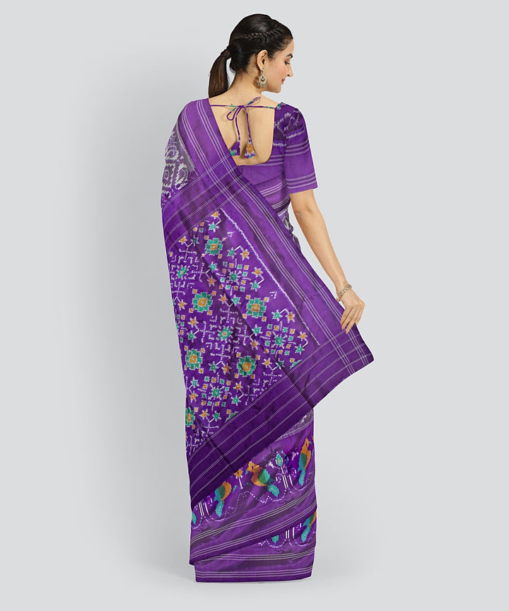 Multicolor violet silk handloom pochampalli ikkat saree
