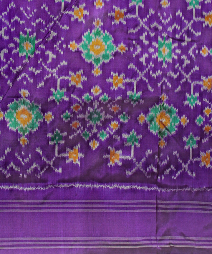 Multicolor violet silk handloom pochampalli ikkat saree