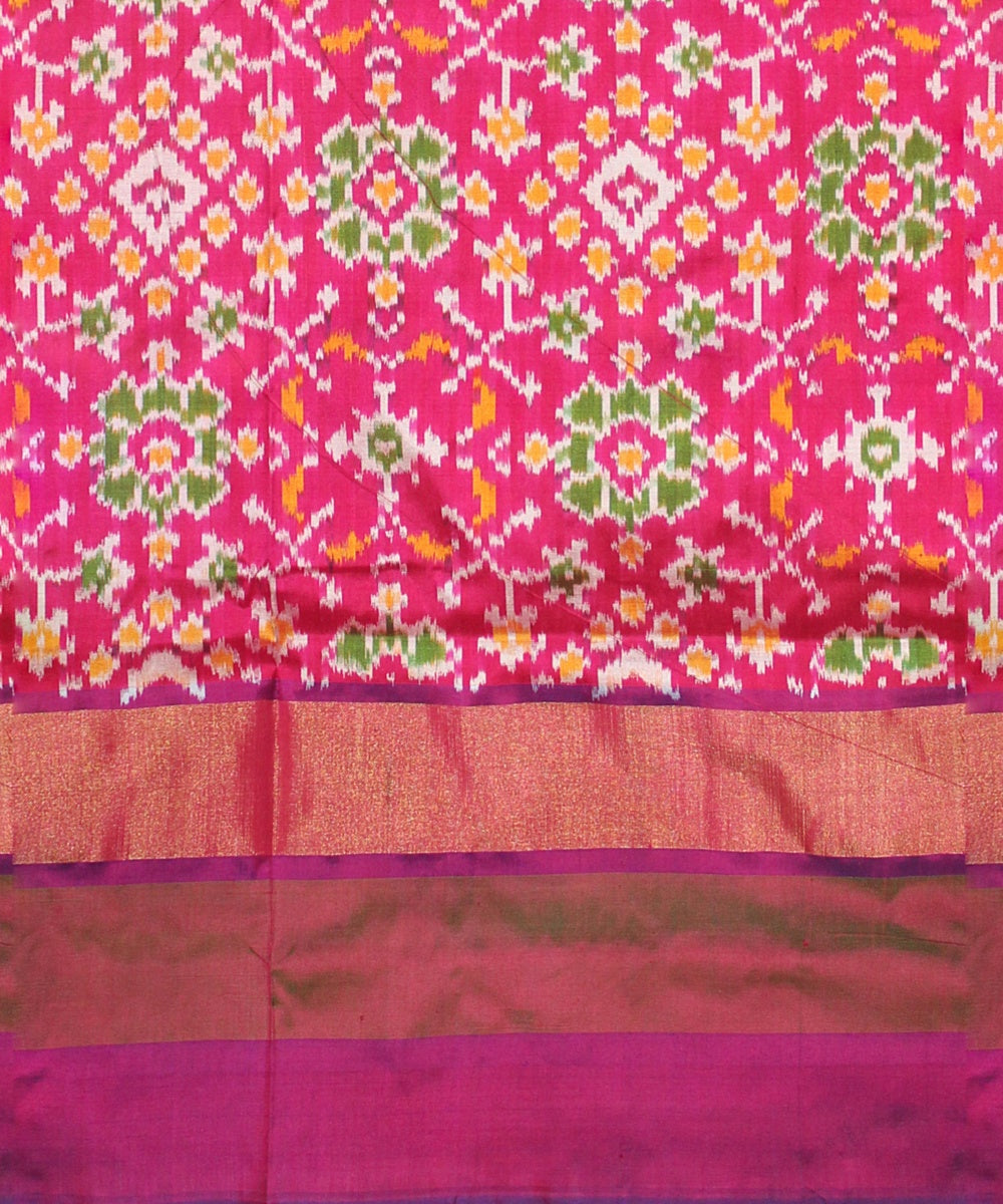 Multicolor yellow silk handloom pochampalli ikkat saree