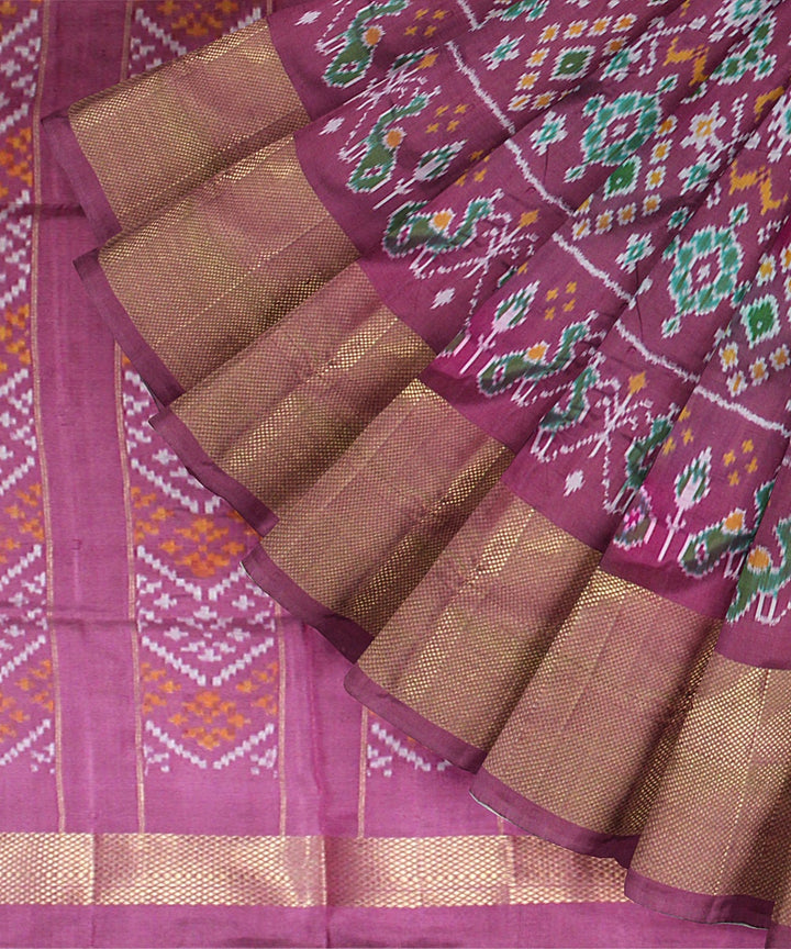 Multicolor pink handloom silk pochampalli ikkat saree