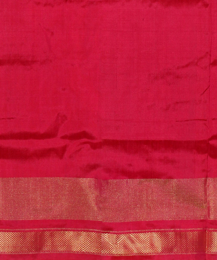 Dark green red silk handloom pochampalli ikkat saree