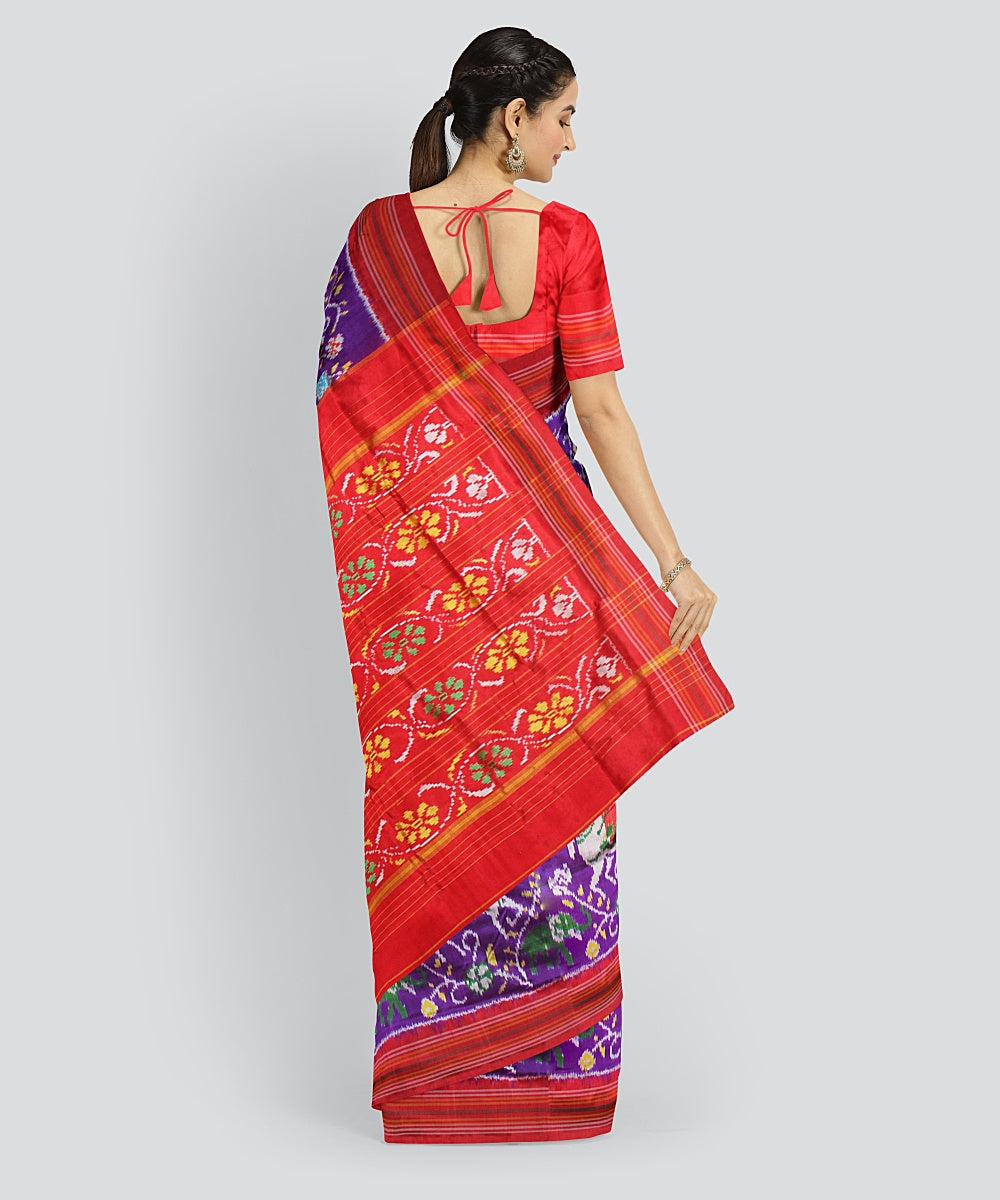 Multicolor purple silk handloom pochampalli ikkat saree