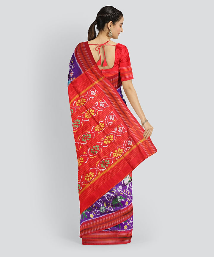 Multicolor purple silk handloom pochampalli ikkat saree