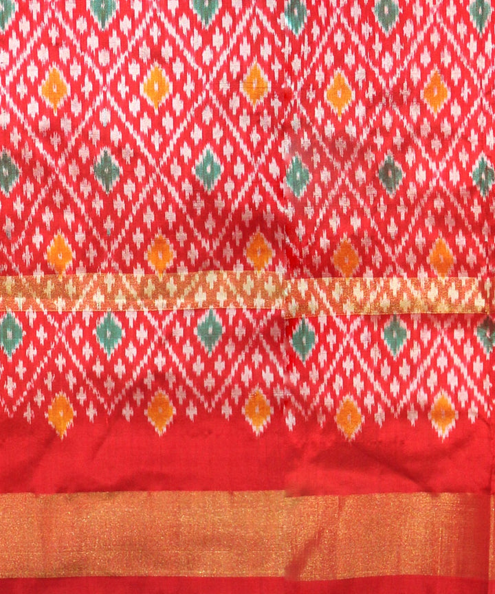 Turquoise red silk handloom pochampalli ikkat saree
