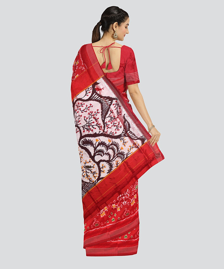 Multicolor red silk pochampalli ikkat handloom saree