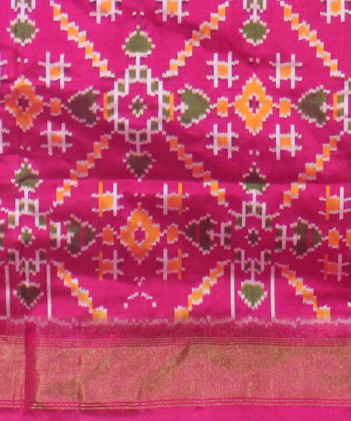 White pink silk handloom pochampalli ikkat saree