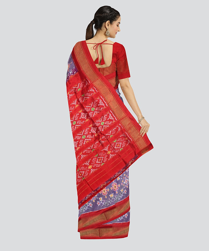 Lavender red silk handloom pochampalli ikkat saree