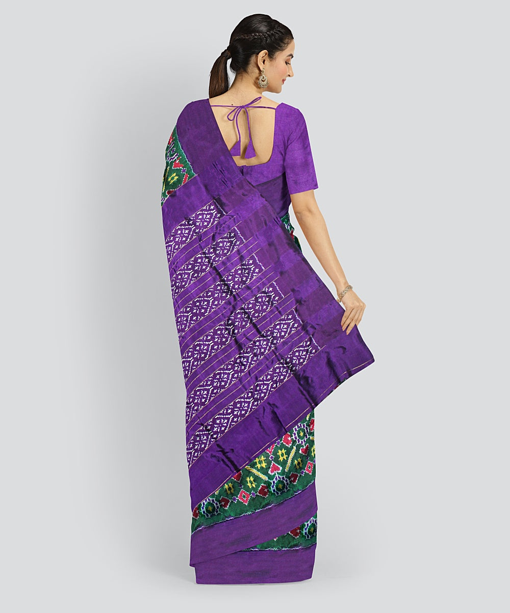 Dark green purple silk handloom pochampalli ikkat saree