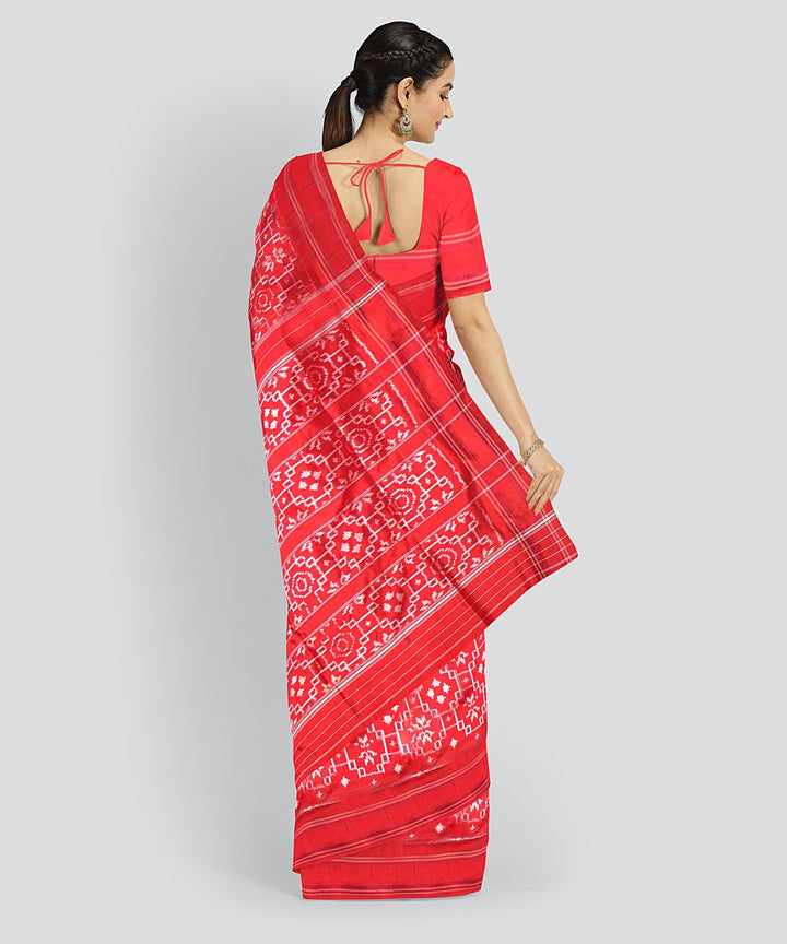 Red white silk handloom pochampalli ikkat saree