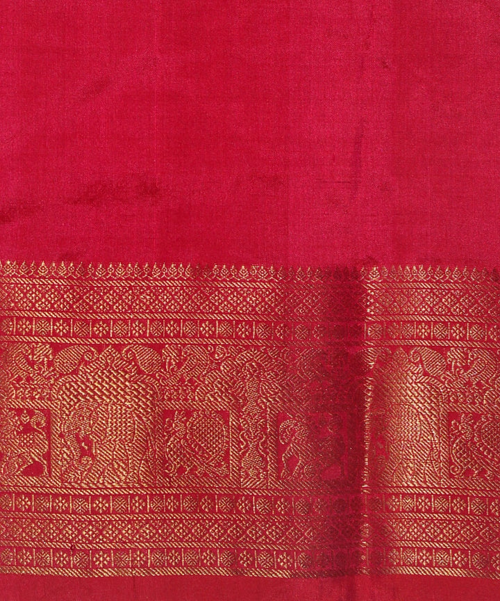 Orange red silk handloom pochampalli ikkat saree