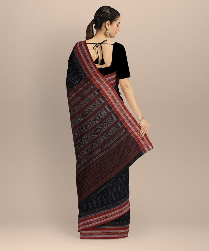 Black brown cotton handwoven nuapatna saree