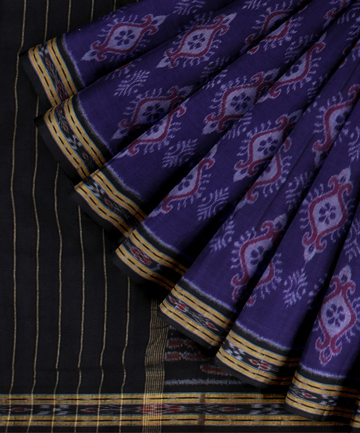 Purple black cotton handwoven nuapatna saree