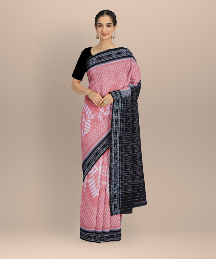 Orange black cotton handwoven nuapatna saree