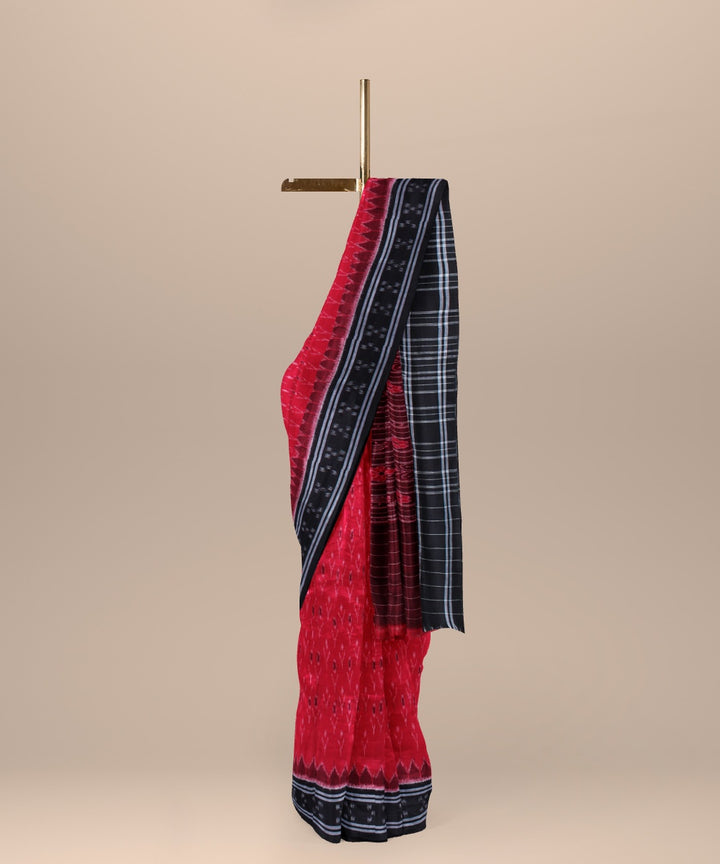 Red black handwoven nuapatna cotton saree