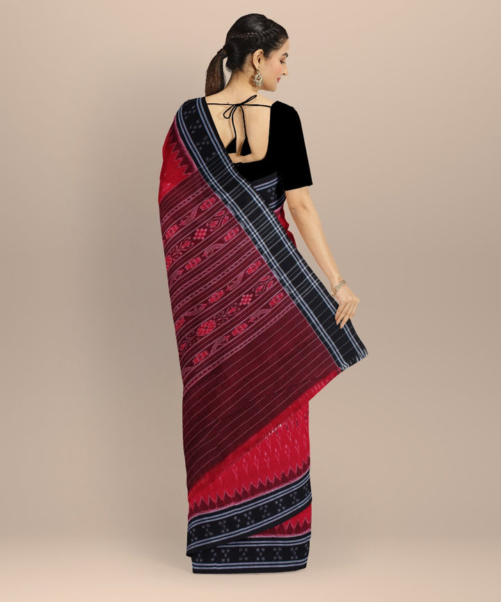 Red black handwoven nuapatna cotton saree