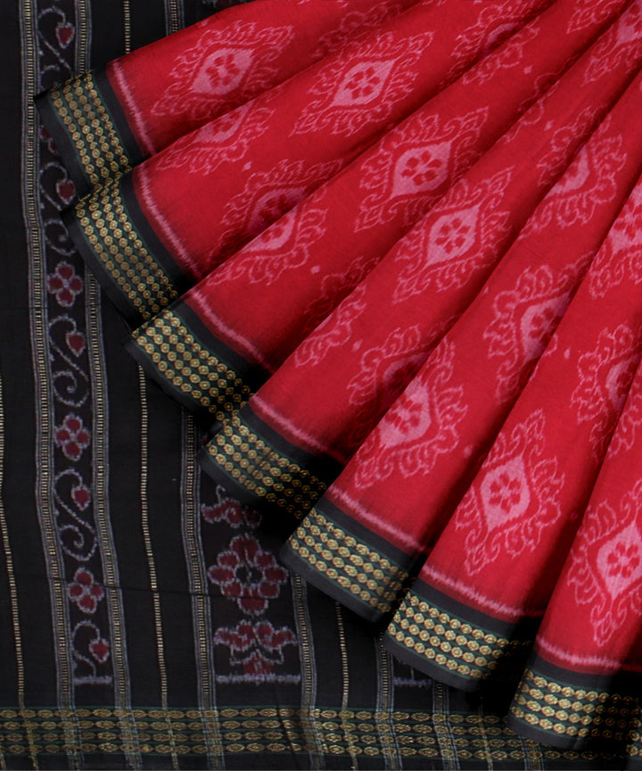 Red black handloom nuapatna cotton saree