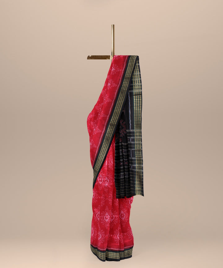 Red black handloom nuapatna cotton saree