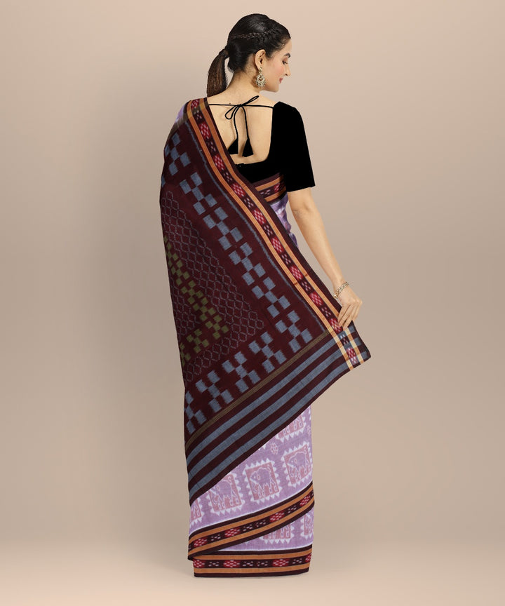 Grey black handwoven nuapatna cotton saree