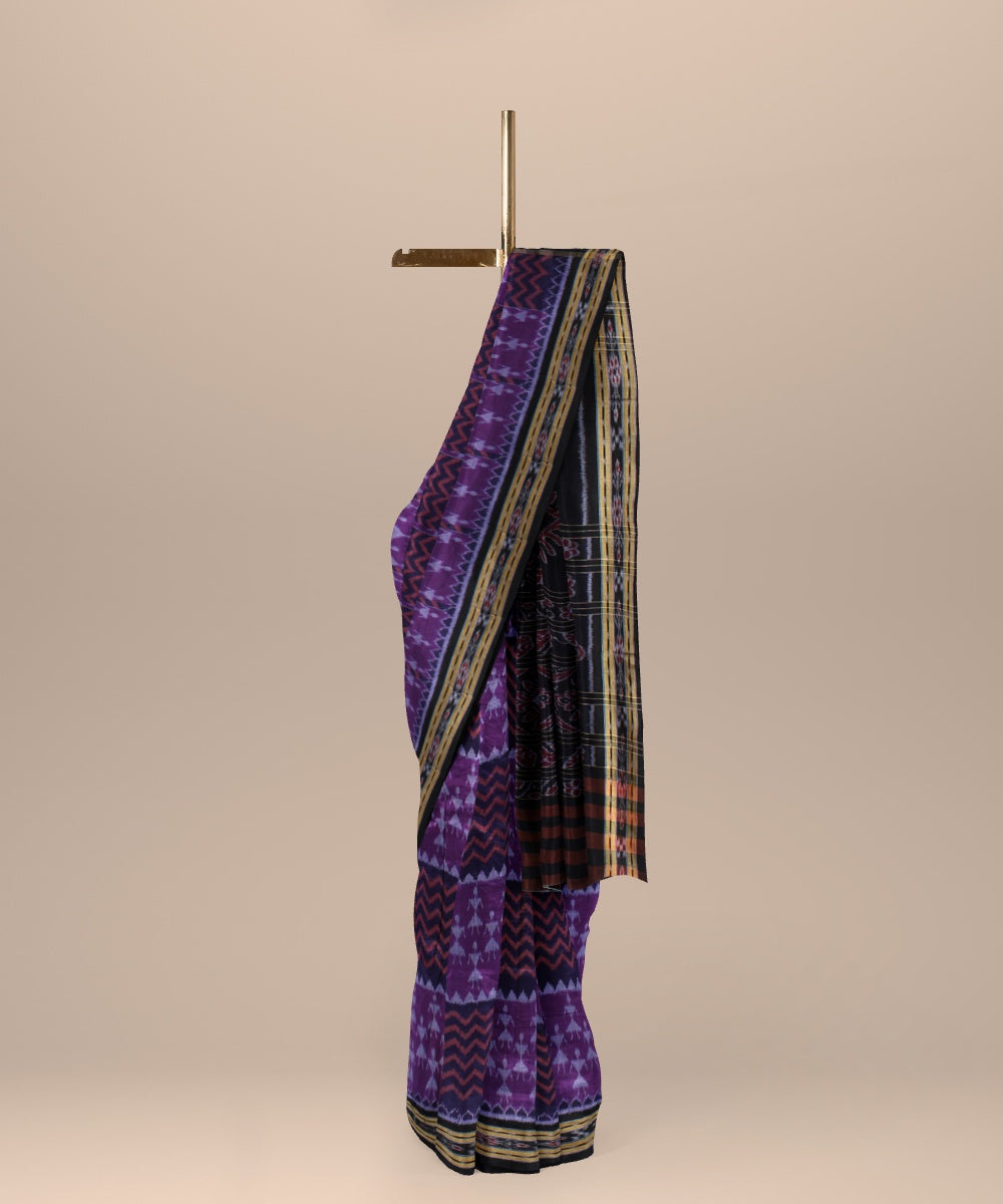 Multicolor black cotton handwoven nuapatna saree