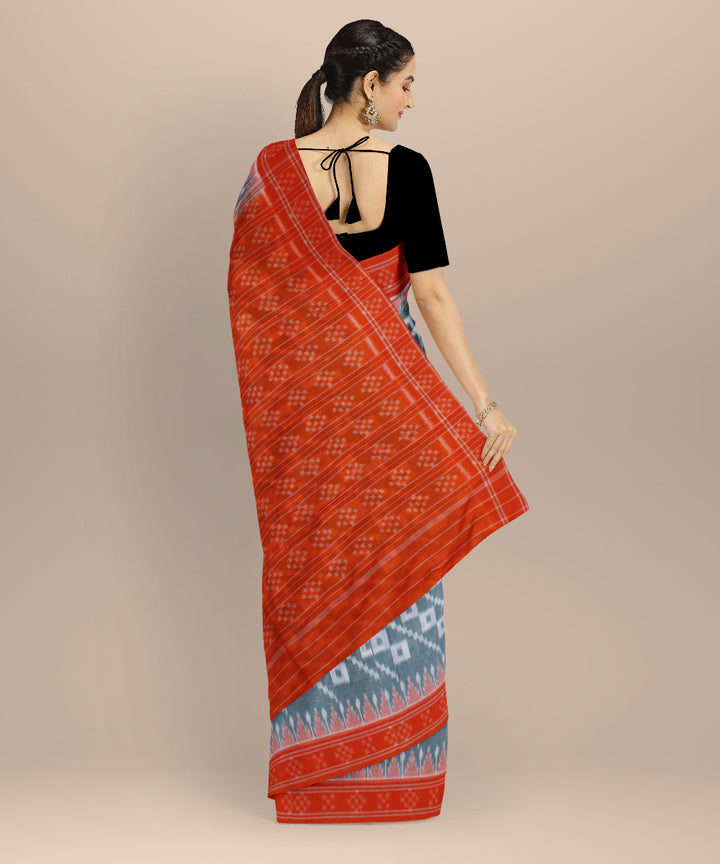 Grey brown cotton handwoven nuapatna saree