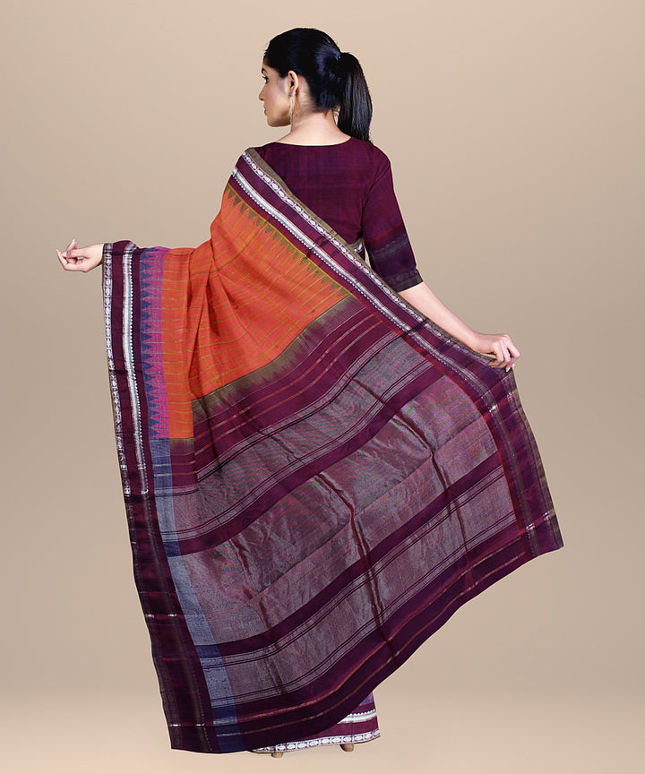 Peach purple handloom gadwal silk saree