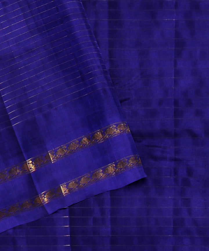 Dark green violet handwoven gadwal silk saree