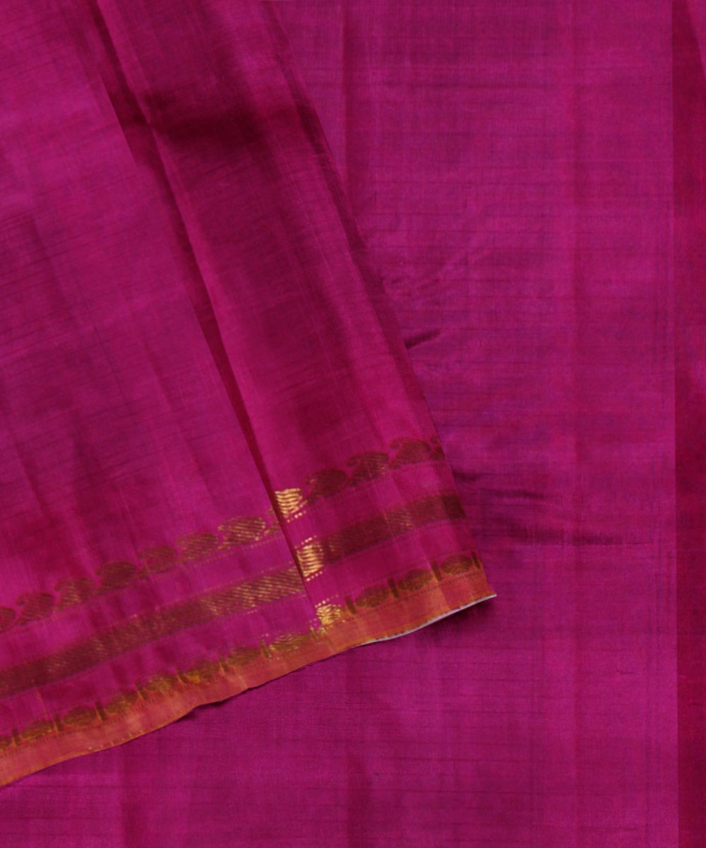 Navy blue pink handloom gadwal silk saree