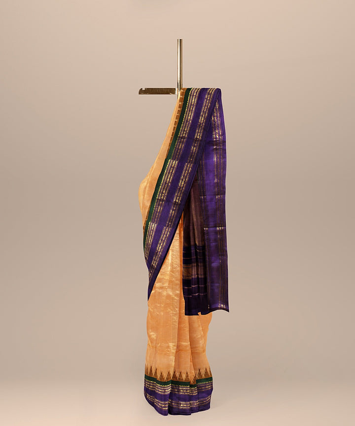 Peach purple handwoven gadwal silk saree