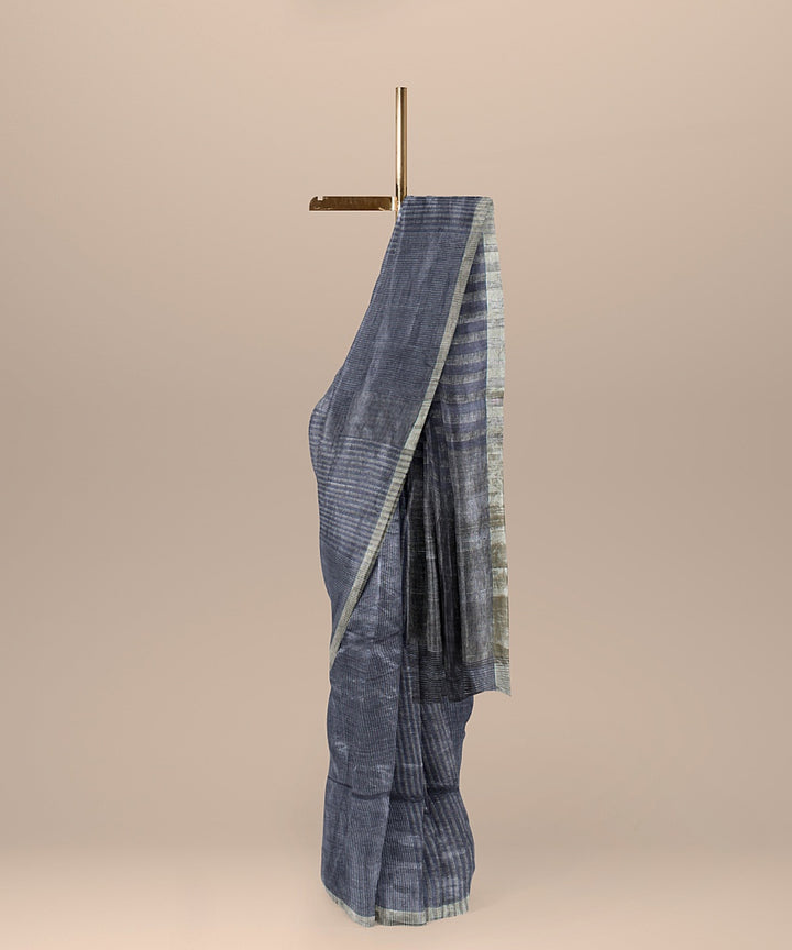 Grey handwoven linen saree